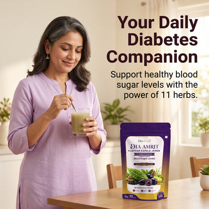 Dia Amrit Karela Jamun Powder Ayurvedic Sugar Control Formula with 13 Potent Herbs