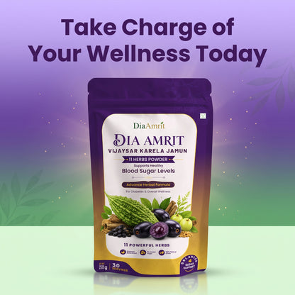 Dia Amrit Karela Jamun Powder Ayurvedic Sugar Control Formula with 13 Potent Herbs